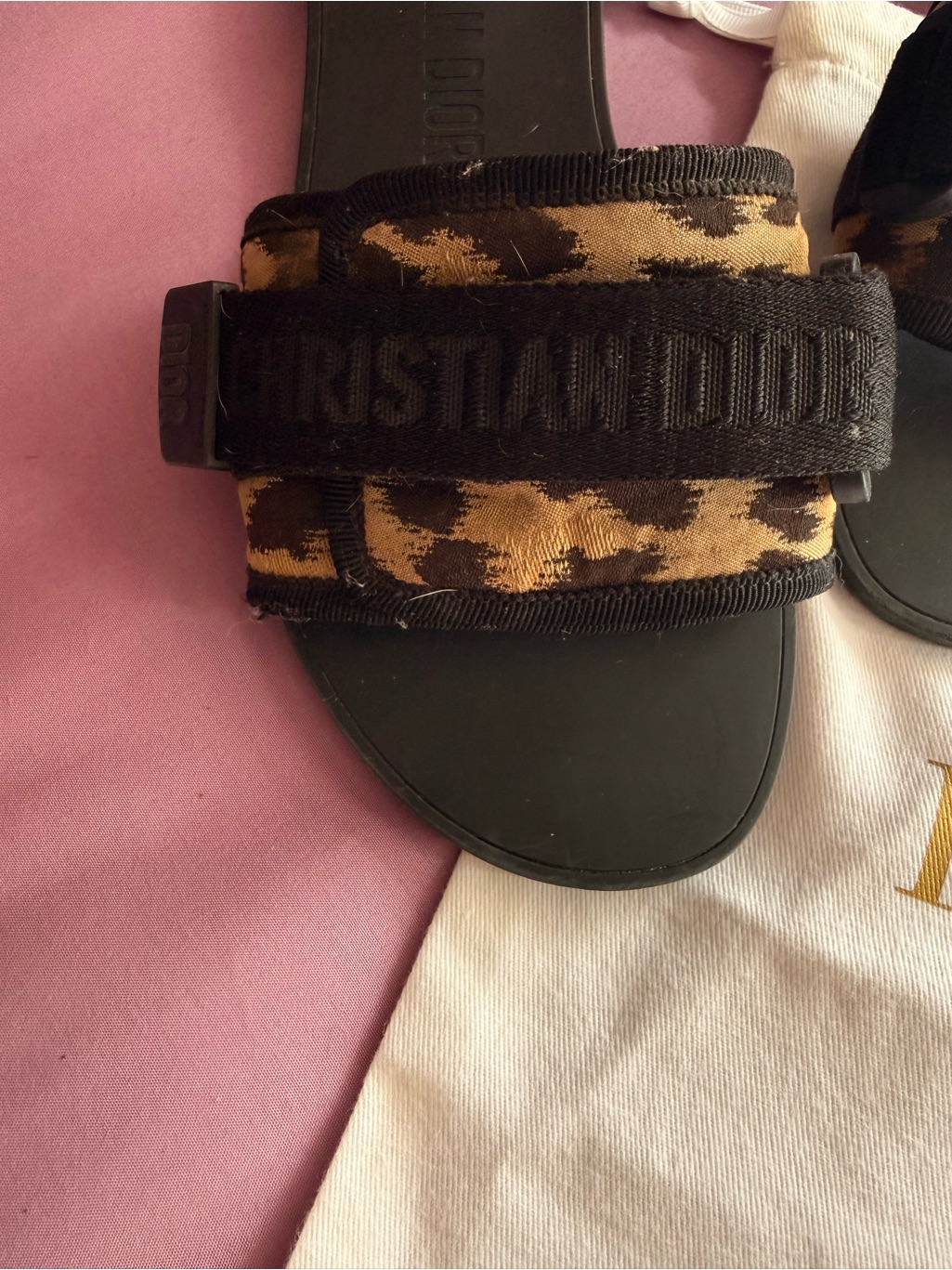 Dior Black And Brown Camouflage Logo Strap Slide Sandals